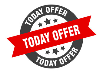 today offer sign. round ribbon sticker. isolated tag