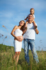 portrait happy family in summertime