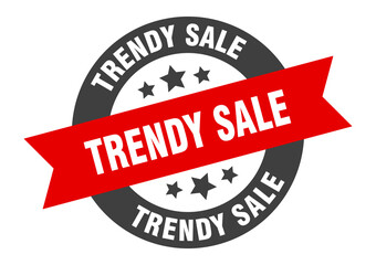 trendy sale sign. round ribbon sticker. isolated tag