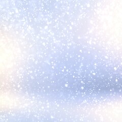 Flashlights on wall and floor in snowy studio 3d render. Delicate blue color. Soft texture. New year decorative background.