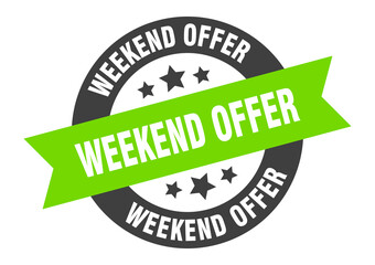 weekend offer sign. round ribbon sticker. isolated tag