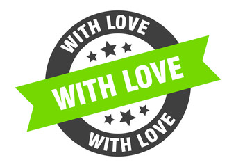 with love sign. round ribbon sticker. isolated tag
