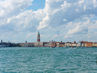 Fototapeta na wymiar Venice and the lagoon with canals, boats and gondolas