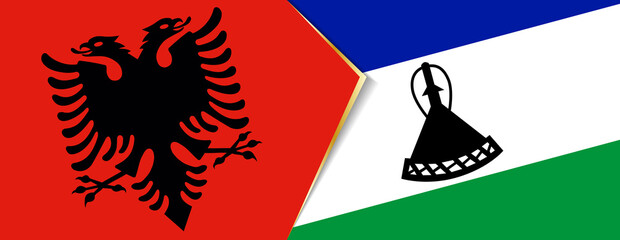 Albania and Lesotho flags, two vector flags.