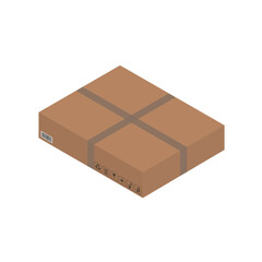 Cardboard brown box, crate box 3d, isometric box.