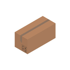Cardboard brown box, crate box 3d, isometric box.