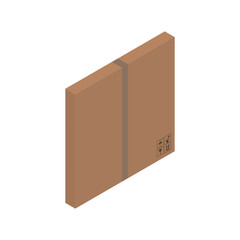 Cardboard brown box, crate box 3d, isometric box.