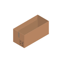 Cardboard brown box, crate box 3d, isometric box.