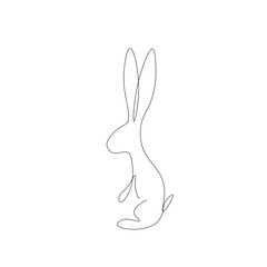 Easter bunny animal line drawing. Vector illustration