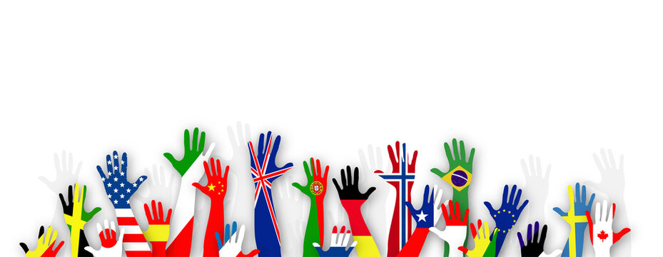 mani, bandiere, lingue, lingue del mondo
