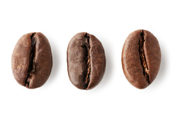 Coffee beans isolated on white background. Clipping path