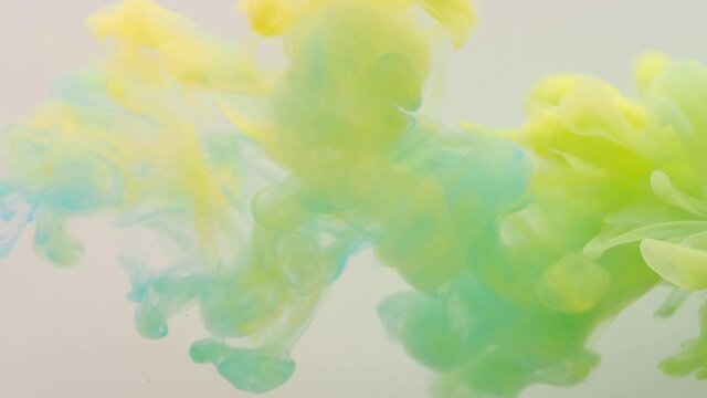 水中の絵の具_Video_　混ざり合わさる黄と青