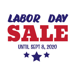 Labor Day Sale 2020, September Discount day banner, sticker in colors of American flag with stars, vector illustration on transparent background, patriotic shopper festival, online shopping promo