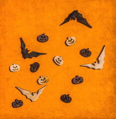 Halloween card. Texture of orange cardboard paper sheet