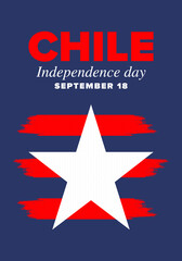 Chile Independence Day. Happy national holiday Fiestas Patrias. Freedom day. Celebrate annual in September 18. Chile flag. Patriotic chilean design. Poster, card, banner, template, background. Vector