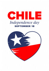 Chile Independence Day. Happy national holiday Fiestas Patrias. Freedom day. Celebrate annual in September 18. Chile flag. Patriotic chilean design. Poster, card, banner, template, background. Vector