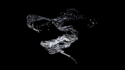 The stream of water, the circular motion, 3D, realistic picture.