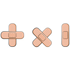 Adhesive bandage elastic medical plasters. First Aid Band Plaster Vector illustration. Adhesive plaster isolated vector illustration