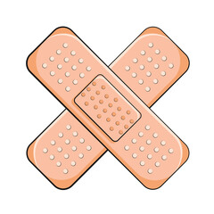Adhesive bandage elastic medical plasters. First Aid Band Plaster Vector illustration. Adhesive plaster isolated vector illustration