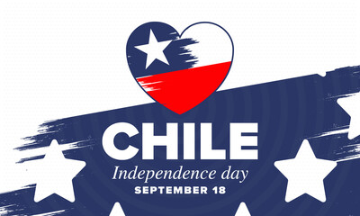 Chile Independence Day. Happy national holiday Fiestas Patrias. Freedom day. Celebrate annual in September 18. Chile flag. Patriotic chilean design. Poster, card, banner, template, background. Vector