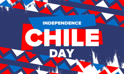 Chile Independence Day. Happy national holiday Fiestas Patrias. Freedom day. Celebrate annual in September 18. Chile flag. Patriotic chilean design. Poster, card, banner, template, background. Vector