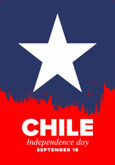 Chile Independence Day. Happy national holiday Fiestas Patrias. Freedom day. Celebrate annual in September 18. Chile flag. Patriotic chilean design. Poster, card, banner, template, background. Vector