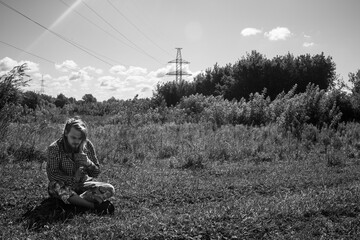 A portrait of a man with beard black and white