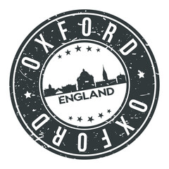 Oxford England Round Stamp Icon Skyline City Design Badge Rubber.