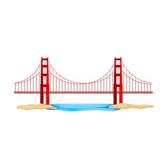 Golden Gate Bridge as Suspension Bridge in California Vector Illustration