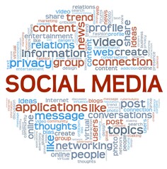 Social media vector illustration word cloud isolated on a white background.