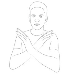 Sketch of a portrait of a guy with his arms crossed