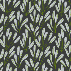 Modern seamless pattern with wild floral elements. flowers, herbs and leaves. Vector wallpaper.