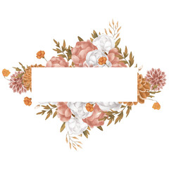 Fototapeta premium Bright floral composition made of flowers. Raster frame can be used for card designs, wedding invitation, web page, surface textures. Gorgeous floral arrangement