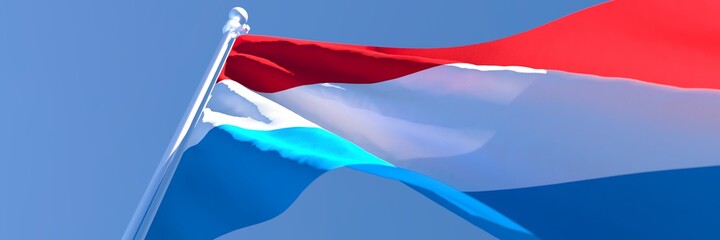 3D rendering of the national flag of Netherlands waving in the wind