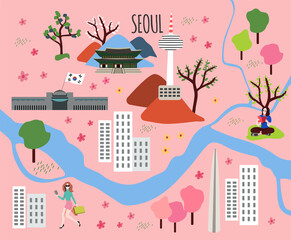 Map Of Seoul in doodle style