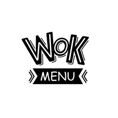 wok chinese food logo set