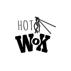 wok chinese food logo set