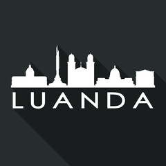 Luanda Angola Flat Icon Skyline Silhouette Design City Vector Art Famous Buildings.