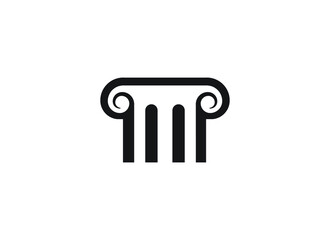 Letter M logo. The letter M formed from a classical column. Vector