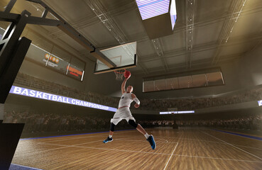 Obraz premium Basketball players on big professional arena during the game.