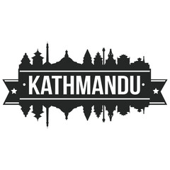 Kathmandu Skyline Silhouette Design City Vector Art Religion Landmark.