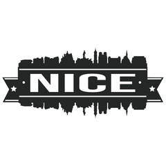 Nice France Skyline Silhouette Design City Vector Art landmark Logo.