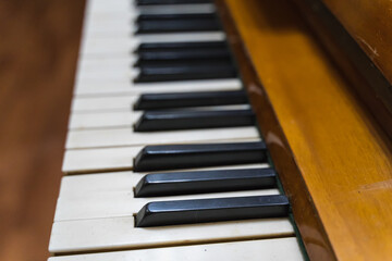 old piano keys, close up