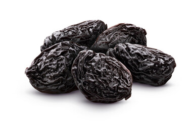 Prunes isolated on white background with clipping path