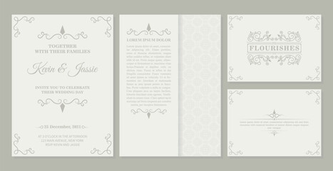 collection Invitation card vector design vintage style