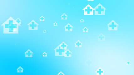 Medical health blue cross on home pattern background. Abstract banners with prevent virus infection and healthcare stay home concept.