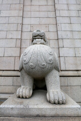 Fototapeta na wymiar Chinese traditional stone lion sculpture