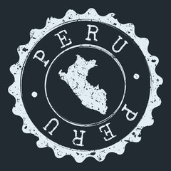 Peru Seal. Silhouette Postal Passport Stamp. Round Vector Icon Postmark.