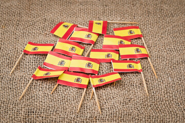 Spanish flag. On a toothpick, for the potato omelette