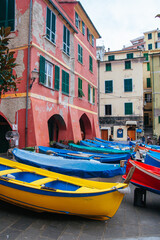 Fototapeta na wymiar Boats Moored in Vernazza Italy